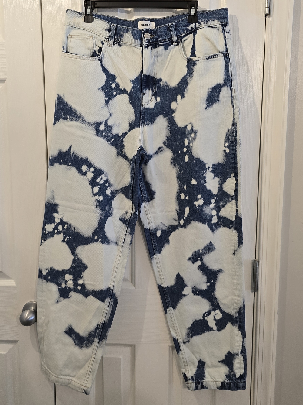 NWOT Your Turn Cloud Tie-Dye Navy and White Denim Jeans - 32